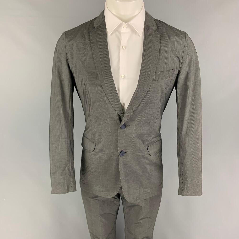 PAUL SMITH Size S Gray Glenplaid Cotton Silk Notch Lapel Suit